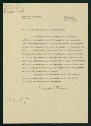 Erklärung zur Exmatrikulation (27.02.1937)