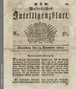 No. 50, Dienstag den 14 December 1802