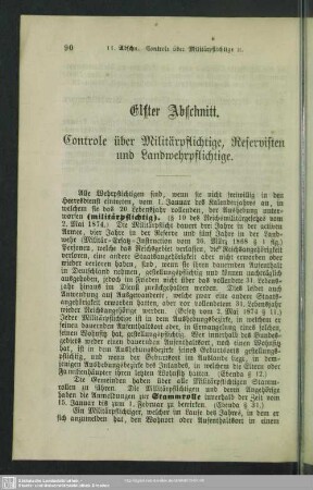 Elfter Abschnitt. Controle über Militärpflichtige, Reservisten und Landwehrpflichtige