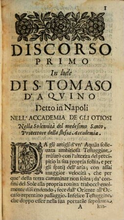 Tributi di lode : discorsi panegyrici, [1]