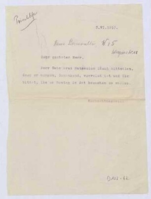Schreiben an Hans Bernoulli, Berlin (Brief)