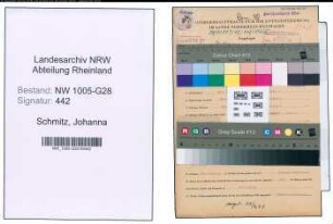 Entnazifizierung Johanna Schmitz , geb. 14.01.1899 (Postsekretaerin)