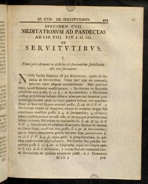 429-449, Ad Lib. VIII. Tit. I. II. III. De Servitutibus
