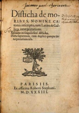 Disticha de moribus nomine catonis inscripta