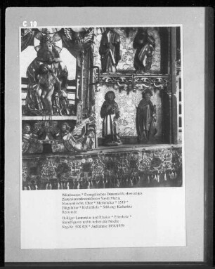 Marienaltar — Predella mit geöffneter Sakramenntsnische — Heiliger Laurentius und Blasius