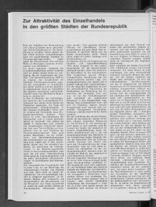 Zur Attraktivität des Einzelhandels in den größten Städten der Bundesrepublik