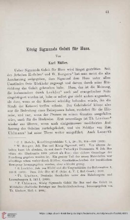 König Sigmunds Geleit für Huss
