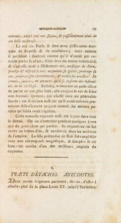 6. Traits Détachés. Anecdotes.