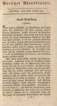 17tes Blatt. Den 19ten October 1810.