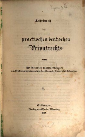 Lehrbuch des deutschen Privatrechts. 1