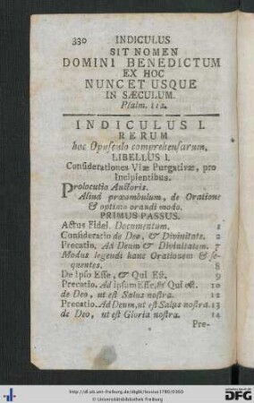 Indiculus I. Rerum hoc Opusculo comprehensarum.