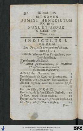 Indiculus I. Rerum hoc Opusculo comprehensarum.