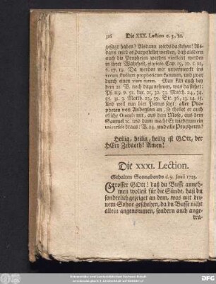 Die XXXI. Lection. Gehalten Sonnabends d. 9. Junii 1725.