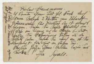 Postkarte von Arthur Segal an Raoul Hausmann. Charlottenburg