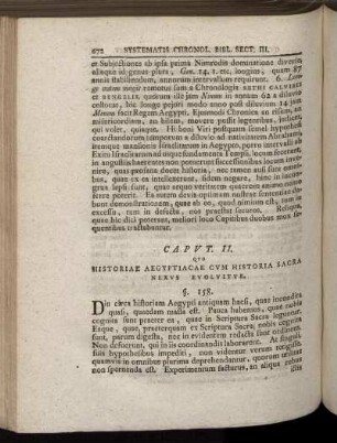 Caput II. Quo historiae Aegyptiacae cum historia Sacra nexus evoluitur.
