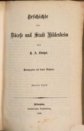 Geschichte der Diöcese und Stadt Hildesheim. 2
