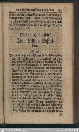 Das 18. Hauptstück. Von Lehn-Schulden