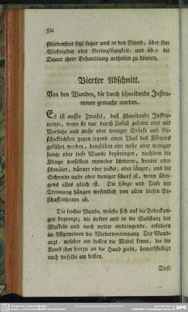 Vierter Abschnitt. Von den Wunden, die durch schneidende Instrumente gemacht werden