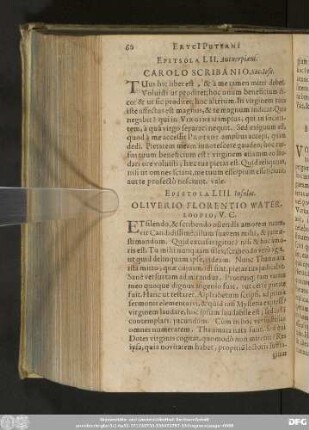 Epistola LIII. Insulas. Oliverio Florentio Waterloopio, V. C.