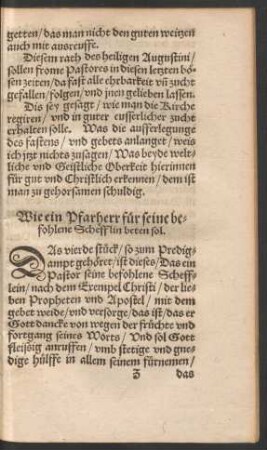 Wie ein Pfarherr für seine befohlene Schefflin beten sol.