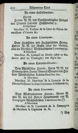 An einen Licentiatum:[...] - An einen Zunftmeister:[...]