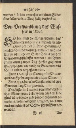 Von Verwandlung des Wassers in Blut.