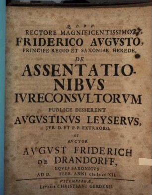 Diss. de assentationibus iureconsultorum