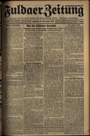Erste Ausgabe vom Mittwoch, den 12. November 1930.