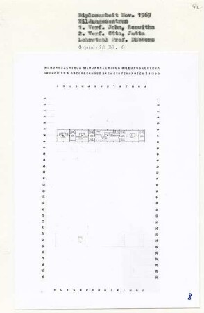 Bildungszentrum (Diplomarbeit bei Kurt Dübbers): Stufenhäuser, Grundriss 5. Obergeschoss, Dach 1:200