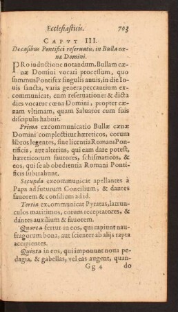 Capvt III. De casibus Pontifici reseruatis, in Bulla coenae Domini.