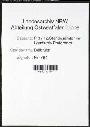 Heiratsregister Standesamt Delbrück