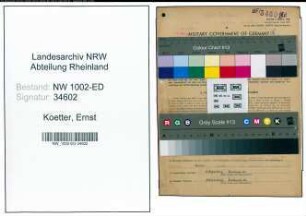 Entnazifizierung Ernst Koetter, geb. 07.02.1891 (Studienrat)