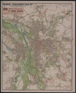 Stadtplan von Gross-Leipzig, 1:15 000, Lithographie, 1940