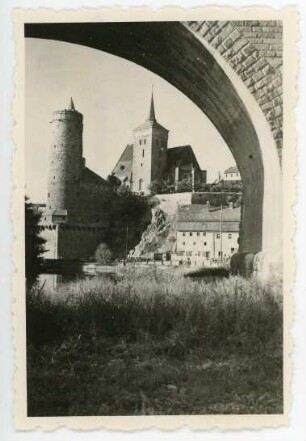 Bautzen. Blick auf die alte Wasserkunst und die Michaeliskirche