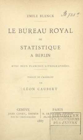 Le Bureau Royal de Statistique a Berlin