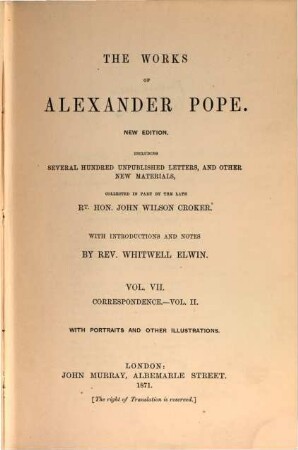 The works : including several hundred unpublished letters, and other new materials, 7. Correspondence ; 2
