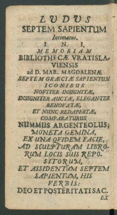 Ludus Septem Sapientum Intimatus.