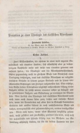 391-459 Propyläen zu einer Theologie des classischen Alterthums : erster Artikel