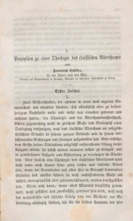 391-459 Propyläen zu einer Theologie des classischen Alterthums : erster Artikel