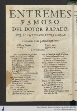 Entremes Famoso Del Dotor Rapado.
