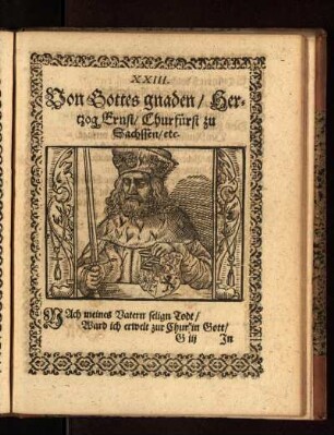 Von Gottes gnaden/ Hertzog Ernst/ Churfürst zu Sachssen/ etc.