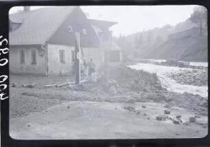 Schwarzwassertal. Hochwasserkatastrophe vom 6.07.1931. Nach der Flut an der Zollabfertigungsstelle Johanngeorgenstadt-Wittigsthal (Grenze zur CSSR)