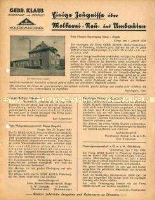 Einige Zeugnisse über Molkerei-Neu- und Umbauten