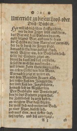 Unterricht zu diesem Loos-oder Dreh-Büchlein.
