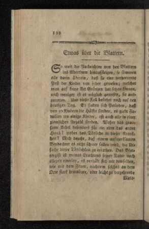 Etwas über die Blattern.