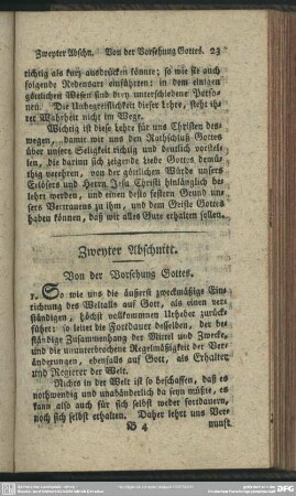 Zweyter Abschnitt. Von der Vorsehung Gottes