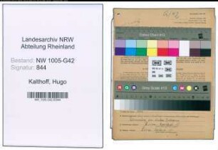 Entnazifizierung Hugo Kalthoff , geb. 25.09.1885 (Wachmann)
