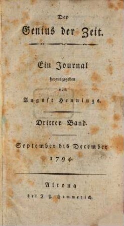 Der Genius der Zeit : ein Journal, 3. 1794