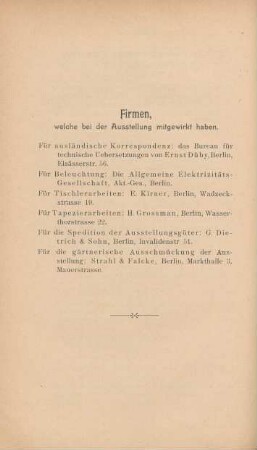 Firmen, welche bei der Ausstellung mitgewirkt haben