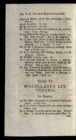 Sectio XI. Miscellanea Litteraria.